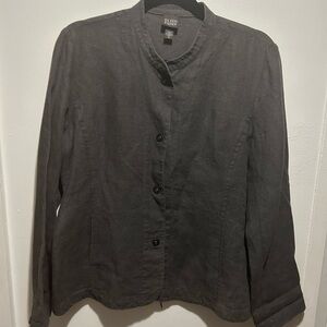 Eileen Fisher Women's Charcoal Gray Blazer - 100% Linen Size M